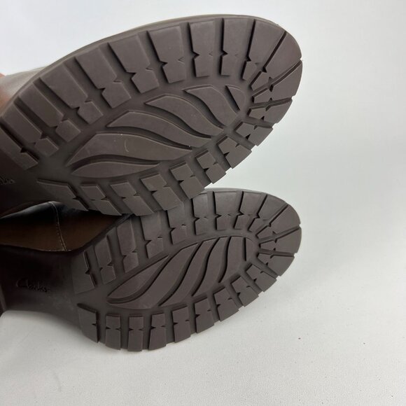 Clarks Womens Verona Ease Brown Leather Chelsea Ankle Boots Block Heel size 11M - Picture 12 of 16